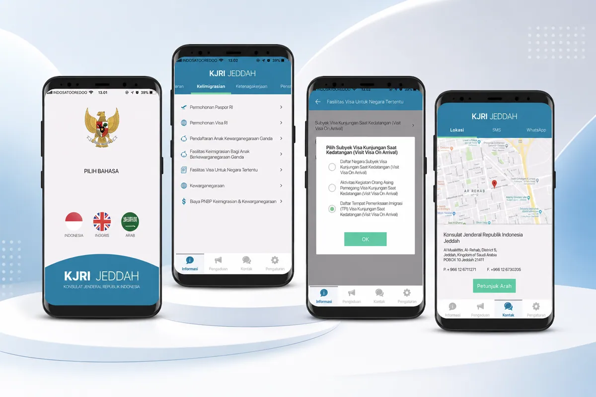 Cuplikan visual proyek Sangaku Interactive: Aplikasi Layanan KJRI Jeddah